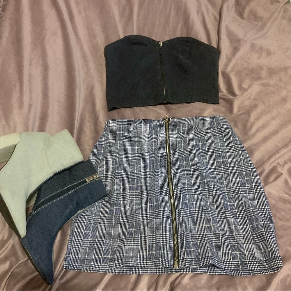 Set crop top and mini skirt